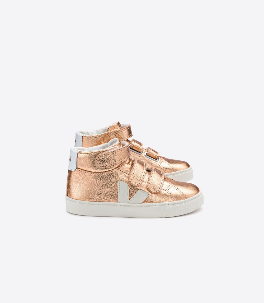 Veja Sneakers Kids - Esplar Mid Velcro Leather - Gold/White - 1650BUKSX